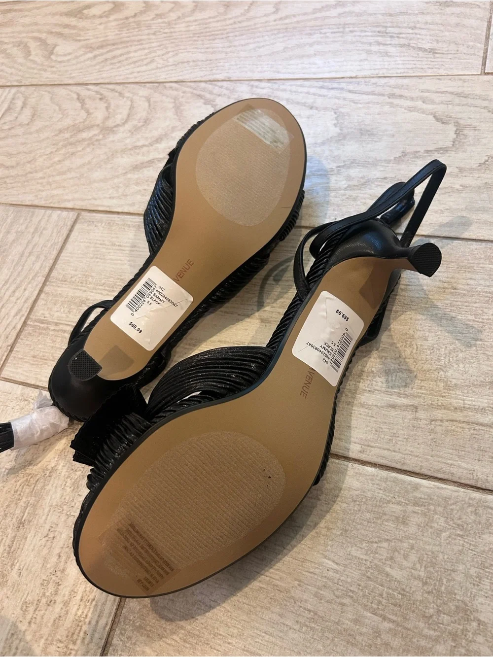 Saks Fifth Avenue Black Knotted Ankle Strap Heels 8.5